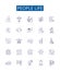 People life line icons signs set. Design collection of Life, People, Existence, Family, Jobs, Career, Relationships