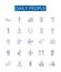 Daily people line icons signs set. Design collection of Dailypeople, Individuals, Populace, Residents, Commuters, Crowd