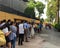 People line up outside the Embassy of Japan