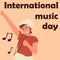People listen to music. International musical day. Dancing woman with headphones. Audio player headset. Female enjoying