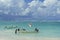 People load taxi boat in Punto Cana, Dominican Republic.