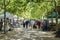 People at local Farmers market with fresh organic food