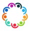 People logo. Group teamwork symbol of nine persons