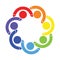People logo.Group teamwork symbol of seven persons.holding hands