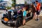 People look around Rockne Six 75, black american car 1932. The 7th Peking to Paris Motor Challenge