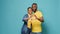 People in love advertising heart shape sign with hands in front of camera