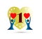 People love anniversary, 1 years with heart shape multicolored icon. Can be used for web, logo, mobile app, etc