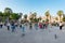 People at the main Plaza with the cathedral Catedral basilica de Arequipa