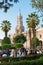 People at the main Plaza with the cathedral Catedral basilica de Arequipa