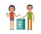 People make donations. Donate, charity concept. Funny vector illustration