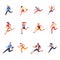 People males and females running forward set vector