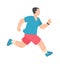 People marathon. Athletic male character running and jogging, active man healthy summer activity in park, sprinter boy
