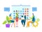 People marked at calendar important dates, vector illustration. Business teamwork meeting, planning event and agenda at