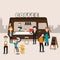 People meeting in the coffee food truck infographics