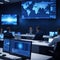 People in meeting room with computers and big table