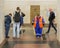 People in Moscow subway, waiting for the train