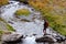 People mountaineering and hiking in Georgia, Mountain landscape and Georgian nature. Travel destination