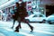 People moving on zebra crosswalk at crowded city. Hong Kong