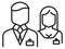 People with name tag icon. Business staff symbol