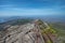 People on the narrow path to the summit of Whiteface