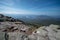 People on the narrow path to the summit of Whiteface