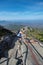 People on the narrow path to the summit of Whiteface