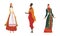 People in national clothing set. Women in traditional outfit of different countries cartoon vector illustration