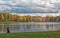 People near The Great Pond. Tsarskoye Selo. Saint-Petersburg. Russia