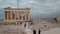 People near Parthenon - ancient temple in Athenian Acropolis, Greece