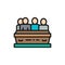 People near the tomb, funeral ceremony, cemetery flat color line icon.