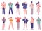 People negative rejection gestures body non verbal communication. Negative body language conversation characters vector