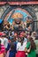 People of nepal praying with God Kaal Bhairav in Basantapur Durbar Square