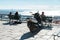 People on observation deck in upper town of Thessaloniki, Greece