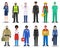 People occupation characters set in flat style isolated on white background. Different men and women professions