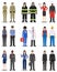 People occupation characters set in flat style isolated on white background. Different men and women professions characters standi