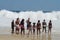 People and ocean wave at Copacabana beach, Rio de Janeiro