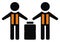 People at orange life jackets, vector icon