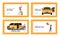 People Ordering Taxi Landing Page Template Set. Transportation Service Concept. Driver Help to Passenger on Wheelchair