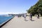 People out enjoying sunny weather in summer along the Wellington Waterfront