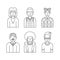 People outline gray icons vector set (men and women). Minimalistic design. Part four.