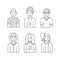 People outline gray icons vector set (men and women). Minimalistic design. Part one.