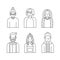 People outline gray icons vector set (men and women). Minimalistic design. Part six.