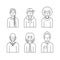 People outline gray icons vector set (men and women). Minimalistic design. Part two.