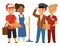 People part-time job professions vector set characters temporary job recruitment concept. Different workers or time