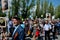 People participating in the Immortal Regiment action come with photos of their relatives.