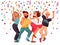 People on party. Cartoon female, excitement dance laughing characters. Isolated dancing women, group friends celebration
