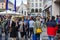 People partying at the Marienplatz at the Christopher Street Day CSD event in Munich, Germany.