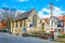 People are passing Saint Benedict church in Lincoln, England