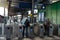 People passing ticket turnstiles to train platforms Paris