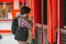 People pay homage throw coins and shake the bell to sacred blessings in the Japanese shrine